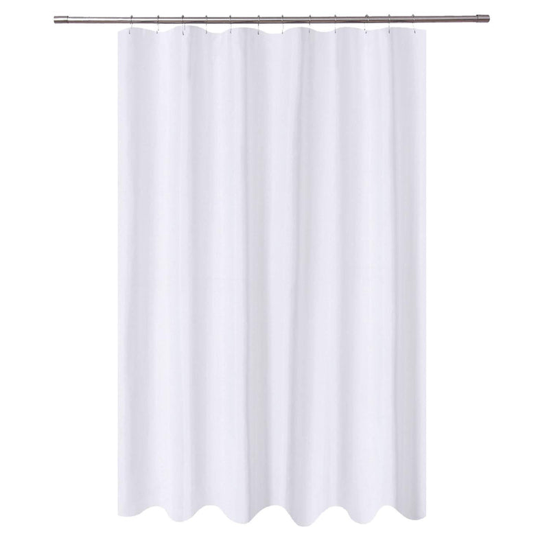 N&Y HOME Extra Long Shower Curtain Liner Fabric 72 x 96 inches, Hotel Quality, Washable, Water Repellent, White Spa Bathroom Curtains with Grommets, 72x96