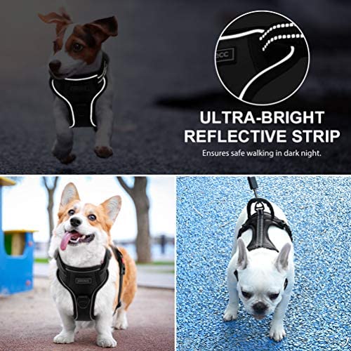 Petacc Dog Harness No-Pull Pet Harness Adjustable Outdoor Pet Reflective Vest Dog Walking Harness with Postpositive D-Ring Buckle and Handle for Small Medium Large Dogs