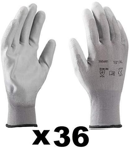 Coyaho Work Gloves (12 pairs) - Non-Slip Mounting Gloves Seamless, Ideal for Repairs, Automotive Industry, Finishing, Car Service, Workshop (10, White)