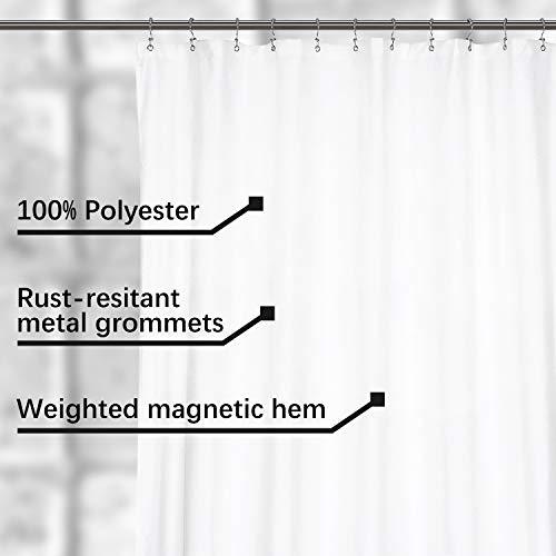 N&Y HOME Fabric Shower Curtain Liner Extra Long Stall Size 54 Width by 80 Length inches, Hotel Quality, Washable, White Bathroom Curtains with Grommets, 54x80